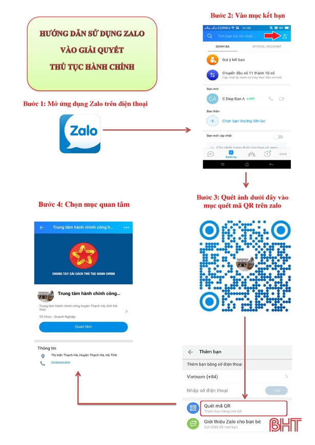 Trung tâm Hành chính công Thạch Hà tích hợp thủ tục hành chính trên Zalo