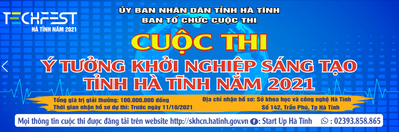 Thông báo về việc tổ chức Cuộc thi “Ý tưởng khởi nghiệp sáng tạo” tỉnh Hà Tĩnh năm 2021